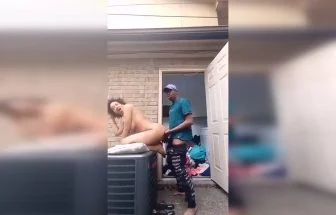 African Black Couple Fucking Outside Before Laundry